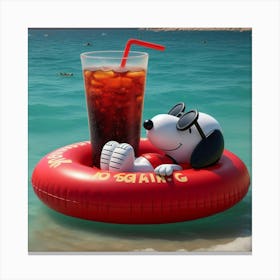 Snoopy In The Pool Canvas Print