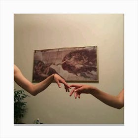 Two Hands Reaching For Each Other Canvas Print