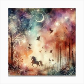 Unicorn In The Forest 1 Canvas Print