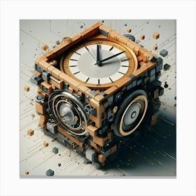 A 3d Cube Shaped Watch, Digital Art 2 Canvas Print