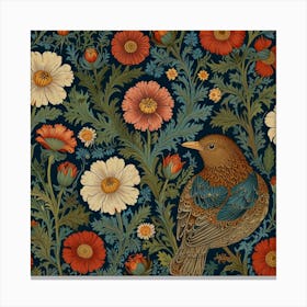 Bird And Flowers Canvas Print