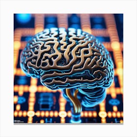 Brain On A Circuit Board 74 Canvas Print