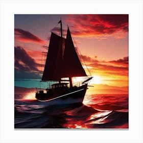 Sailboat At Sunset 8 Canvas Print