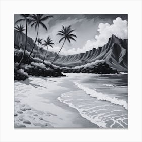 Hawaiian Beach black and white Canvas Print
