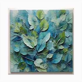 Fan of green-blue transparent leaves 2 Canvas Print