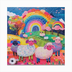 Rainbow Kitsch Cartoon Collage Canvas Print