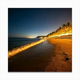 Beach At Night 1 Canvas Print