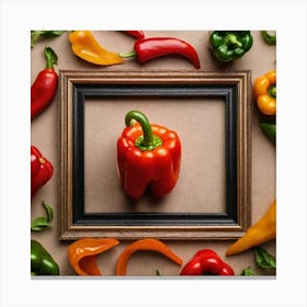 Colorful Peppers In A Frame 11 Canvas Print