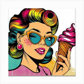 Pop Girl With Ice Cream Canvas Print