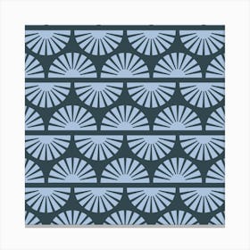 Geometric Pattern With Light Blue Sunrise On Dark Blue Square Canvas Print