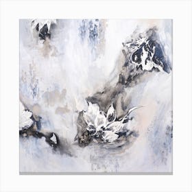 Neutral And White Flower Painting Square Canvas Print