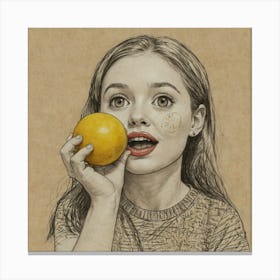 Girl With An Orange 3 Canvas Print