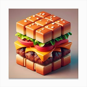 A 3d Cube Shaped Hamburger, Digital Art (3) Canvas Print