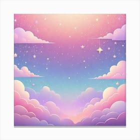 Sky With Twinkling Stars In Pastel Colors Square Composition 288 Canvas Print