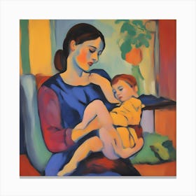 Mother And Child Abstract Fauvism 4 Canvas Print