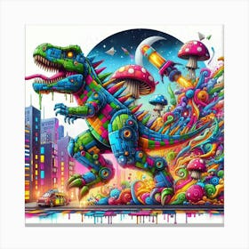 Psychedelic Dinosaur 2 Canvas Print