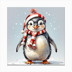 Cute Penguin In Winter Hat Canvas Print