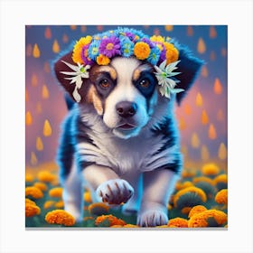 Flower Dog Canvas Print