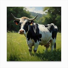 Cow In The Grass Canvas Print