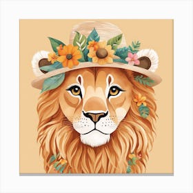 Floral Baby Lion Nursery Painting (5) Canvas Print