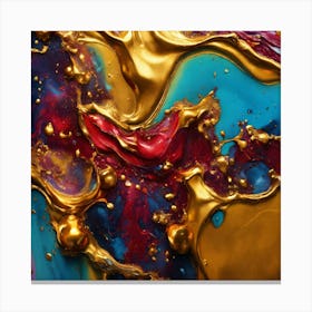 Colorful Marble Abstract Liquid Paint Canvas Print