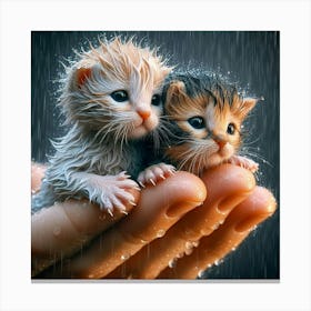 Kittens In Rain 3 Canvas Print