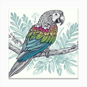 Line Art parrot Canvas Print