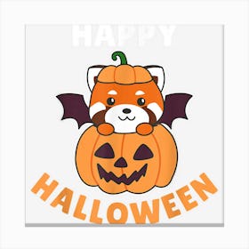 Red Panda Happy Halloween Pumpkin Bat Red Panda Canvas Print