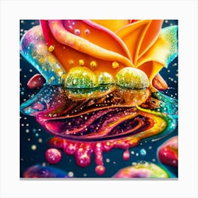 Digital art melting bright rainbow colors on a rose Canvas Print