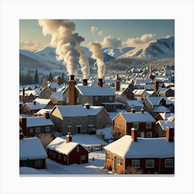 Town In Winter Canvas Print