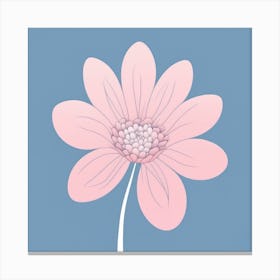 A White And Pink Flower In Minimalist Style Square Composition 271 Canvas Print