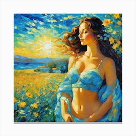 Girl In A Blue Dressghhh Canvas Print