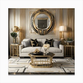 Gold Deco Living Room 1 Canvas Print