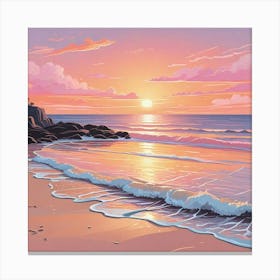 Ocean Sunset Beach Art Print Canvas Print