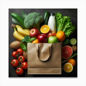 Grocery Bag With Fruits And Vegetables Canvas Print
