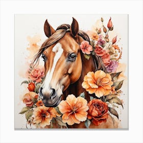 Horse With Flowers 2 Canvas Print