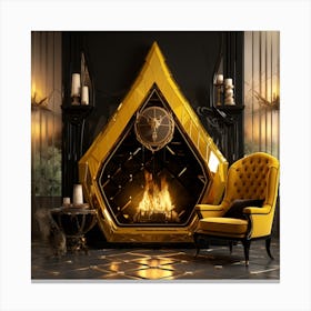 Gold Fireplace Canvas Print