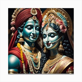 Radhakrishna together AI image Canvas Print