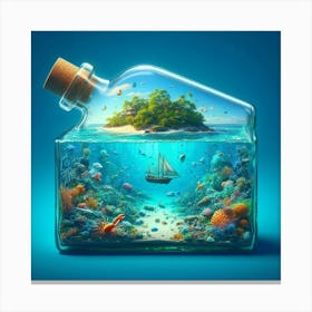 Underwater Island In A Bottle Canvas Print