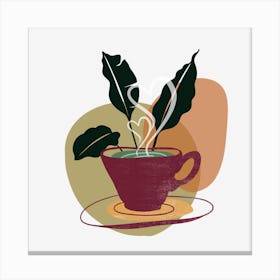 Coffee Cup With Leaves 1 Canvas Print