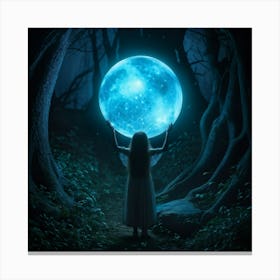 Orb Glowing Enchantingly Center Frame Surrounded By The Abyss Of A Moonless Night Sky Evoking A F Canvas Print