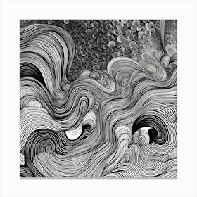 Wavy Sketch In Black And White Line Art 3 Canvas Print