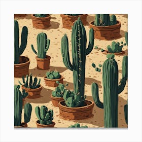 Cactus In Pots 5 Canvas Print