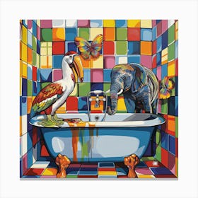 Bathing Elephants 2 Canvas Print
