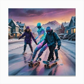 Alien Skateboarder In Iceland Canvas Print