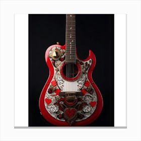 Heartstrings Monarchy: Queen of Hearts Guitar Elegance (6) Canvas Print