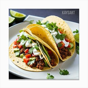 Two Tacos On A Plate Canvas Print