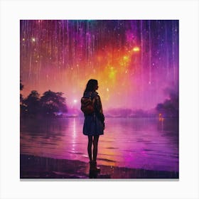 Girl Looking At The Sky Canvas Print