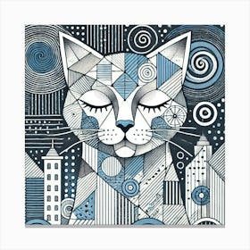 Marble Tail City Cat Canvas Print