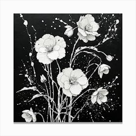 Minimalist Begonias flower with ink splatter accents Canvas Print